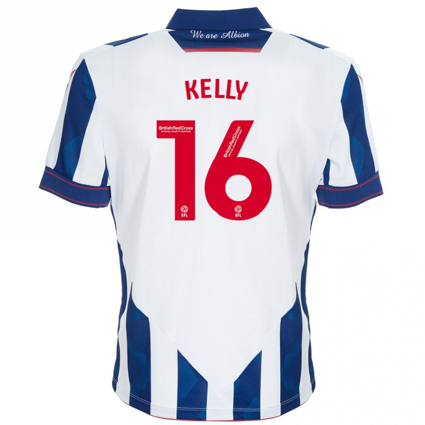 Women Football Martin Kelly #16 White Dark Blue Home Jersey 2024/25 T-Shirt Za