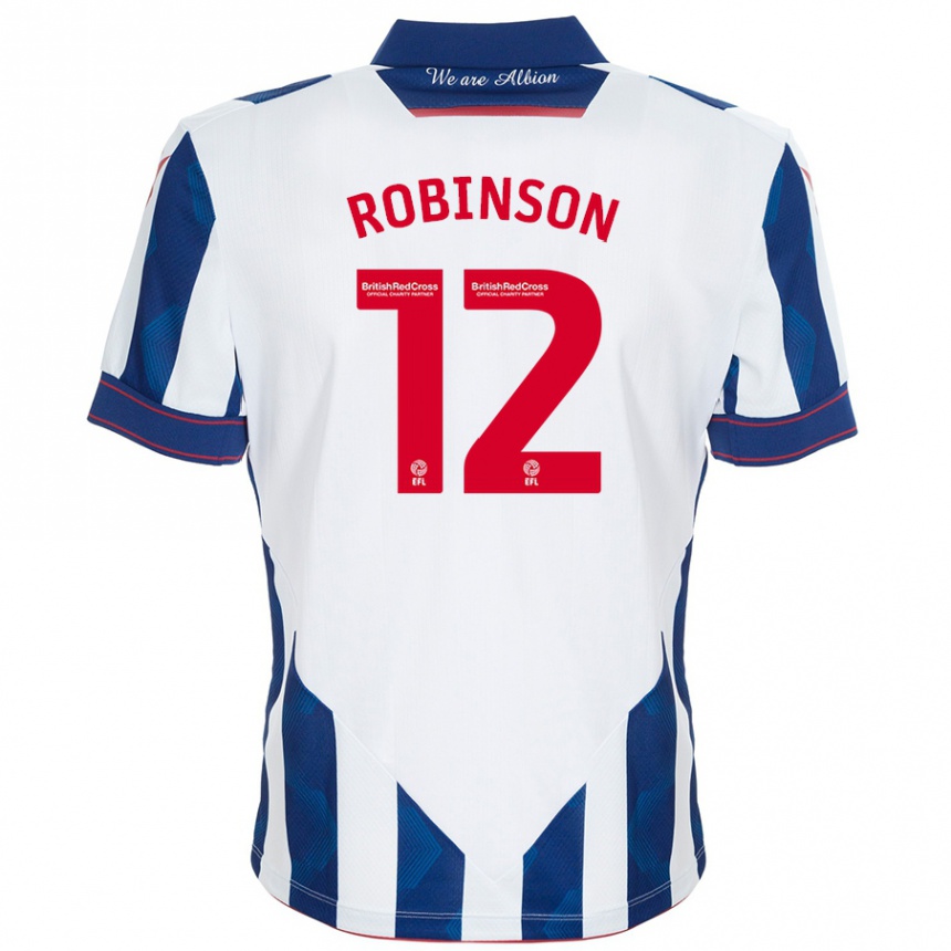 Women Football Leanne Robinson #12 White Dark Blue Home Jersey 2024/25 T-Shirt Za