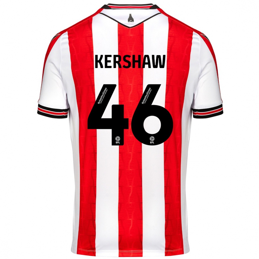 Women Football Ben Kershaw #46 Red White Home Jersey 2024/25 T-Shirt Za