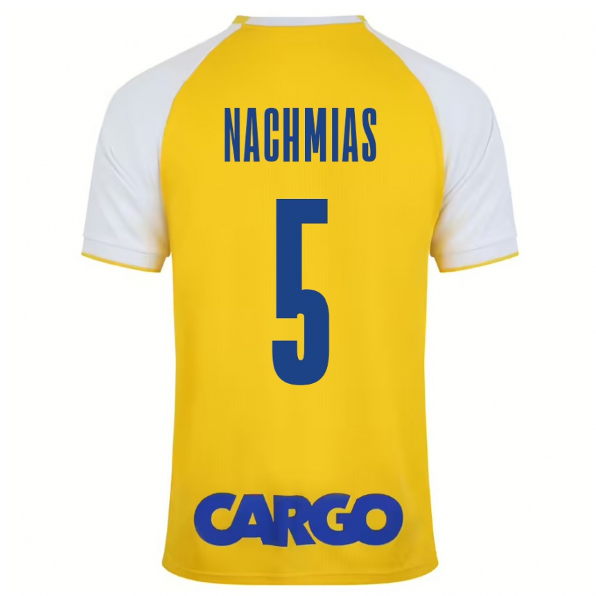 Women Football Idan Nachmias #5 Yellow White Home Jersey 2024/25 T-Shirt Za