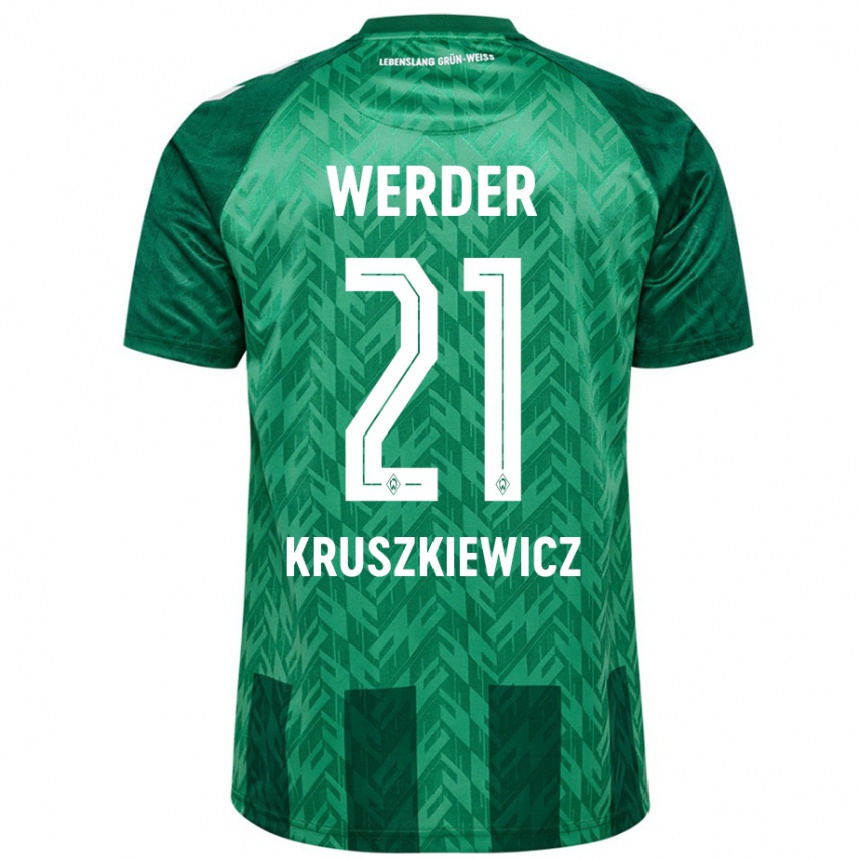 Women Football Jakub Kruszkiewicz #21 Green Home Jersey 2024/25 T-Shirt Za