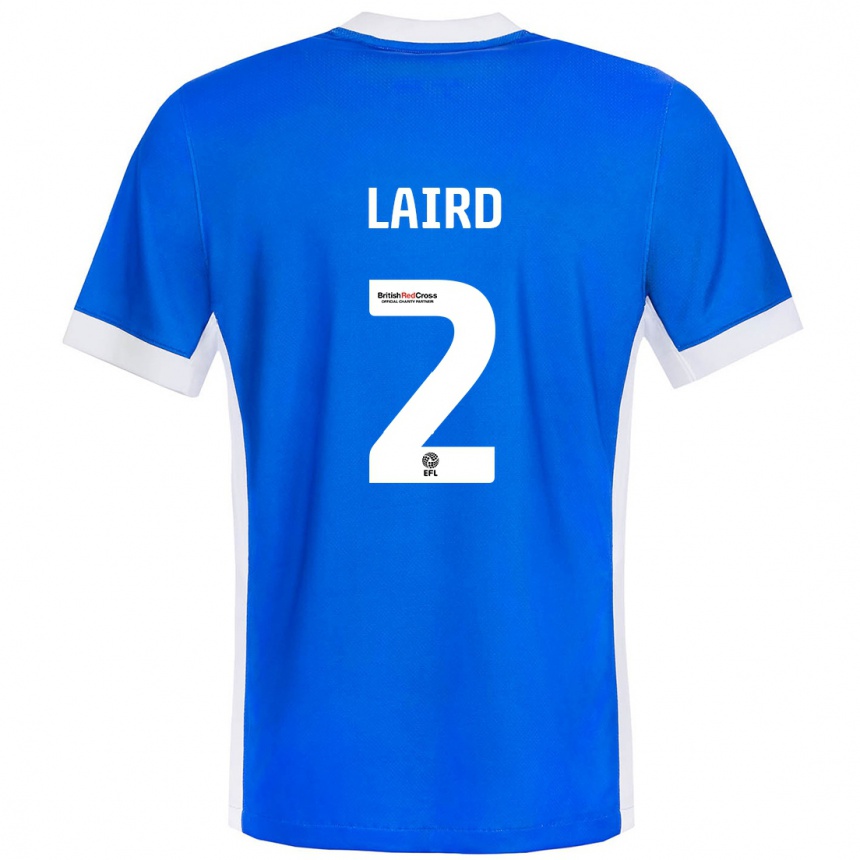 Women Football Ethan Laird #2 Blue White Home Jersey 2024/25 T-Shirt Za