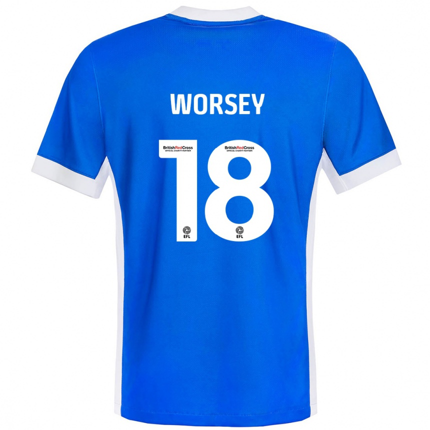 Women Football Louanne Worsey #18 Blue White Home Jersey 2024/25 T-Shirt Za