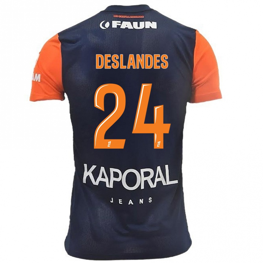 Women Football Océane Deslandes #24 Navy Blue Orange Home Jersey 2024/25 T-Shirt Za