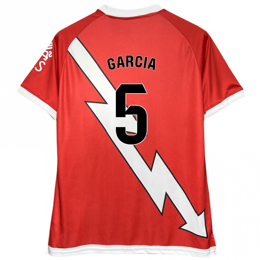 Women Football Miguel García #5 White Red Home Jersey 2024/25 T-Shirt Za