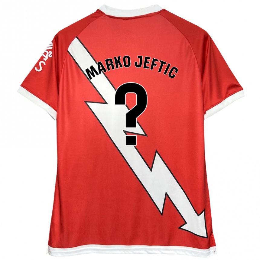 Women Football Marko Jeftic #0 White Red Home Jersey 2024/25 T-Shirt Za