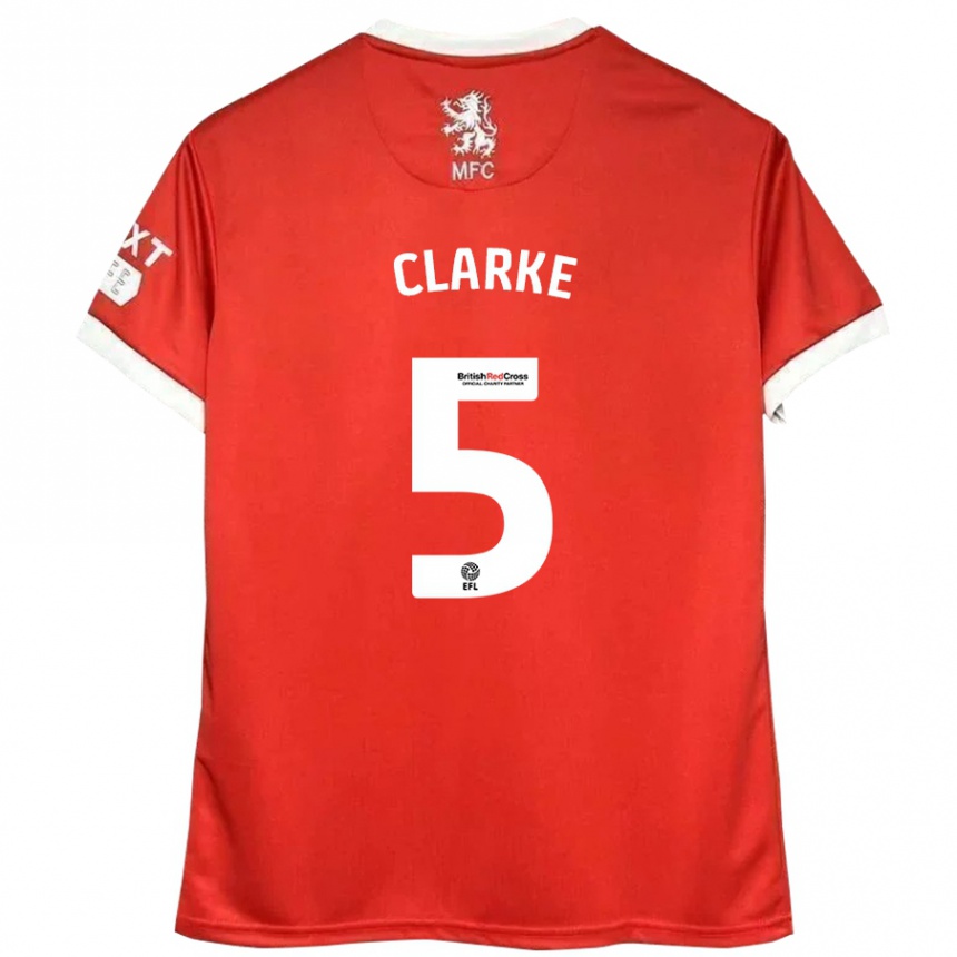 Women Football Matt Clarke #5 Red White Home Jersey 2024/25 T-Shirt Za