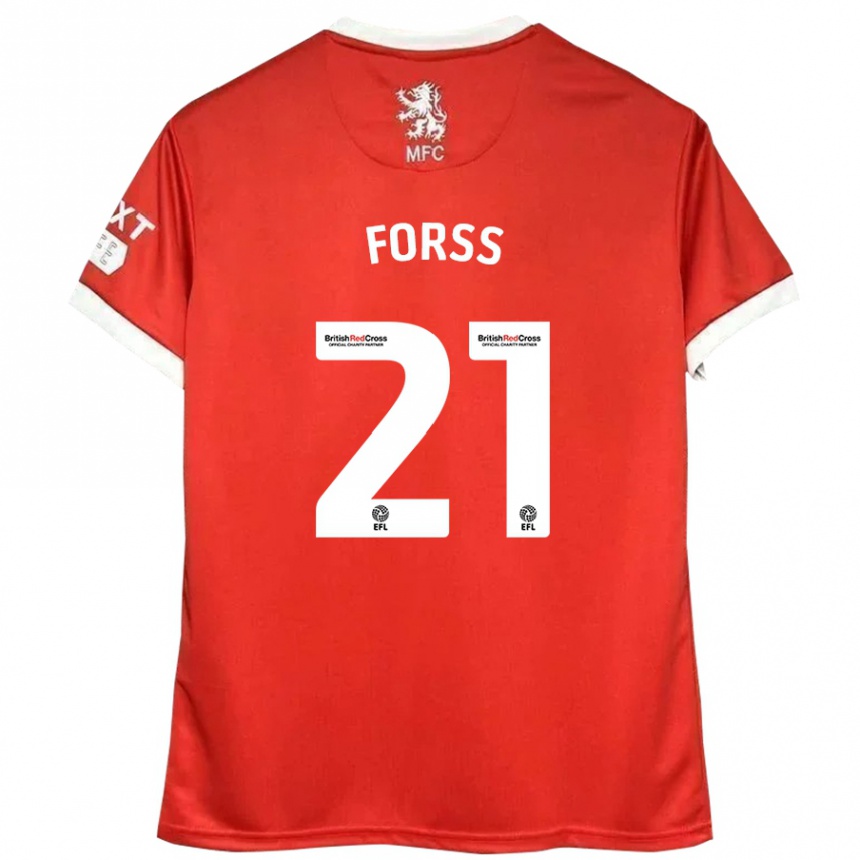 Women Football Marcus Forss #21 Red White Home Jersey 2024/25 T-Shirt Za