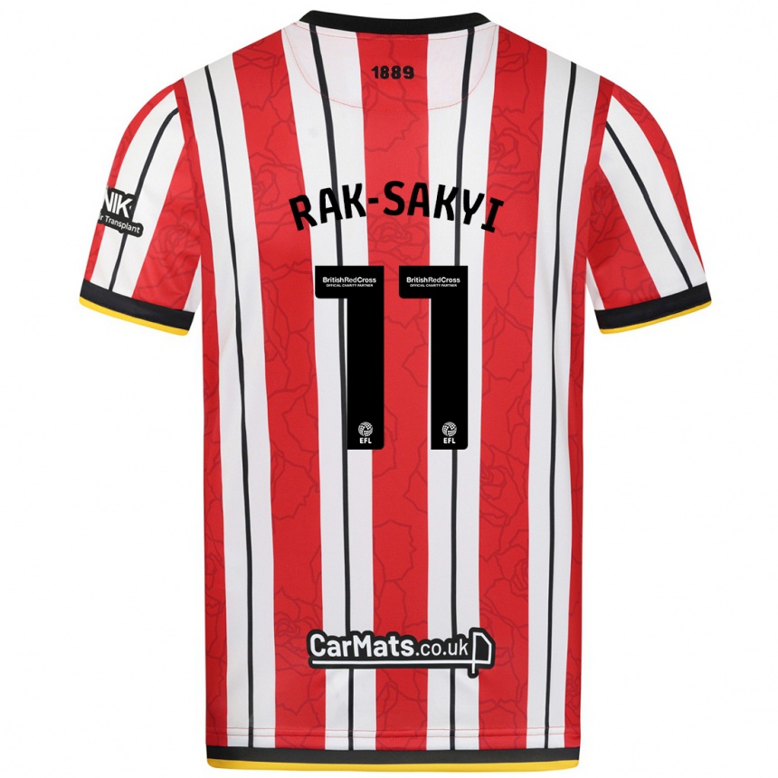 Women Football Jesurun Rak-Sakyi #11 Red White Stripes Home Jersey 2024/25 T-Shirt Za