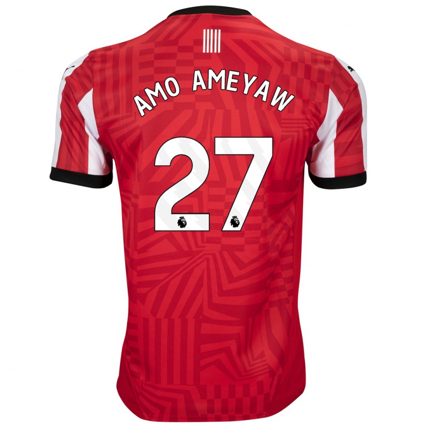 Women Football Samuel Amo-Ameyaw #27 Red White Home Jersey 2024/25 T-Shirt Za