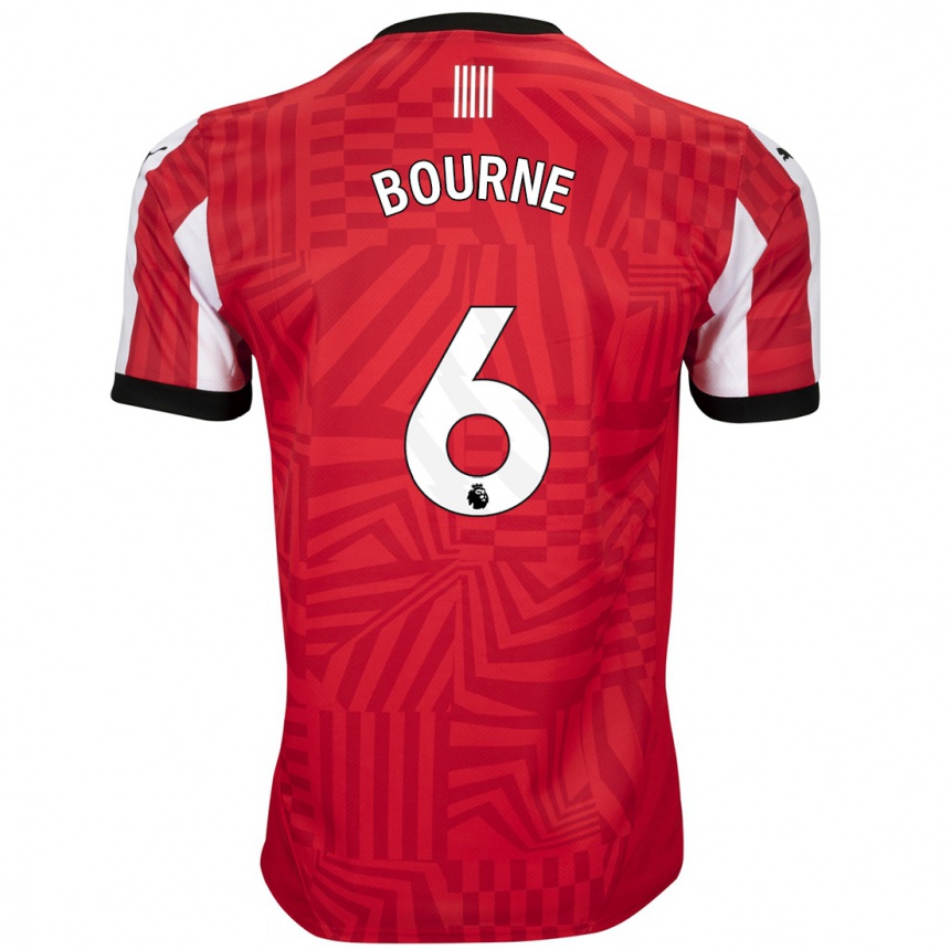 Women Football Tara Bourne #6 Red White Home Jersey 2024/25 T-Shirt Za