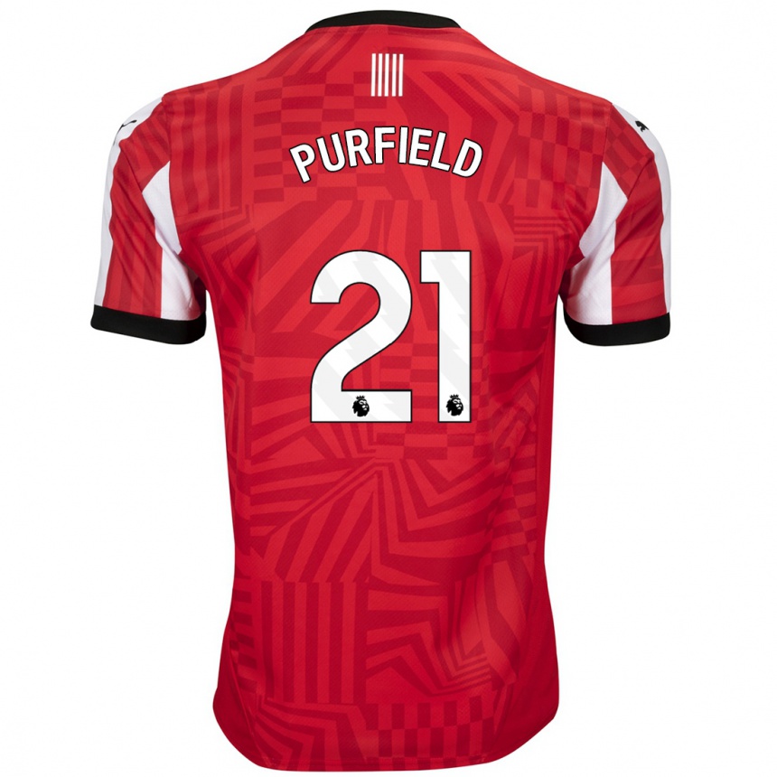 Women Football Jemma Purfield #21 Red White Home Jersey 2024/25 T-Shirt Za