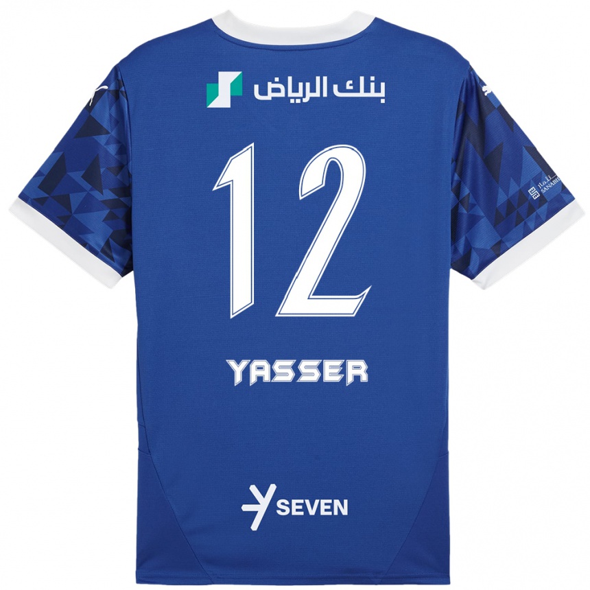 Women Football Yasser Al-Shahrani #12 Dark Blue White Home Jersey 2024/25 T-Shirt Za