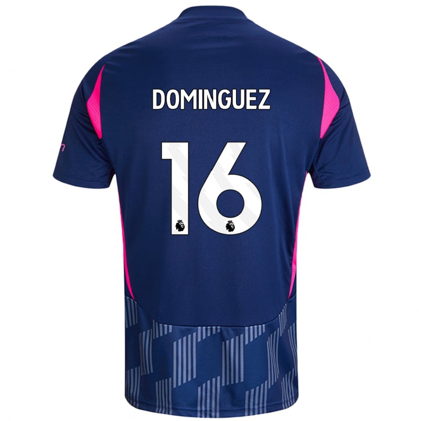 Women Football Nicolás Domínguez #16 Royal Blue Pink Away Jersey 2024/25 T-Shirt Za