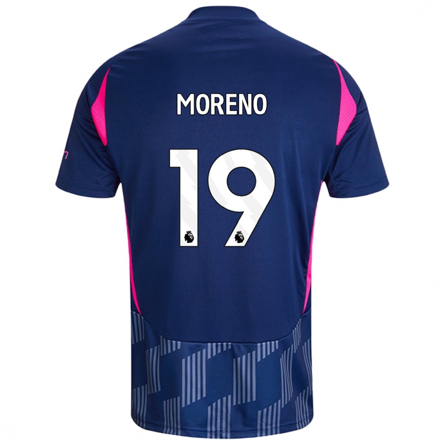 Women Football Álex Moreno #19 Royal Blue Pink Away Jersey 2024/25 T-Shirt Za