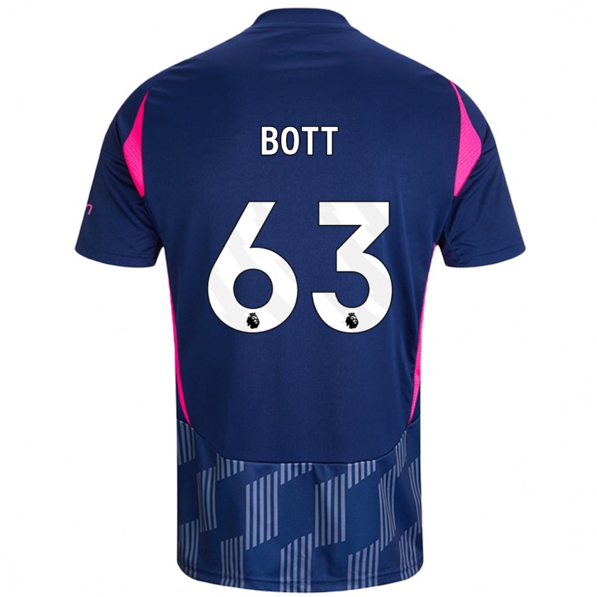 Women Football Aaron Bott #63 Royal Blue Pink Away Jersey 2024/25 T-Shirt Za