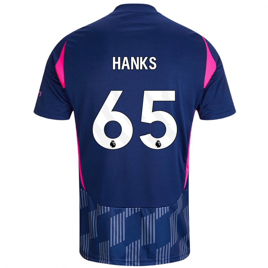 Women Football Justin Hanks #65 Royal Blue Pink Away Jersey 2024/25 T-Shirt Za