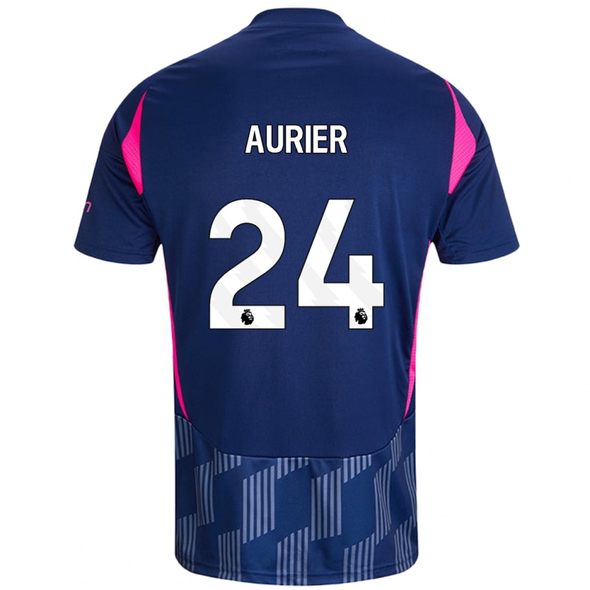 Women Football Serge Aurier #24 Royal Blue Pink Away Jersey 2024/25 T-Shirt Za