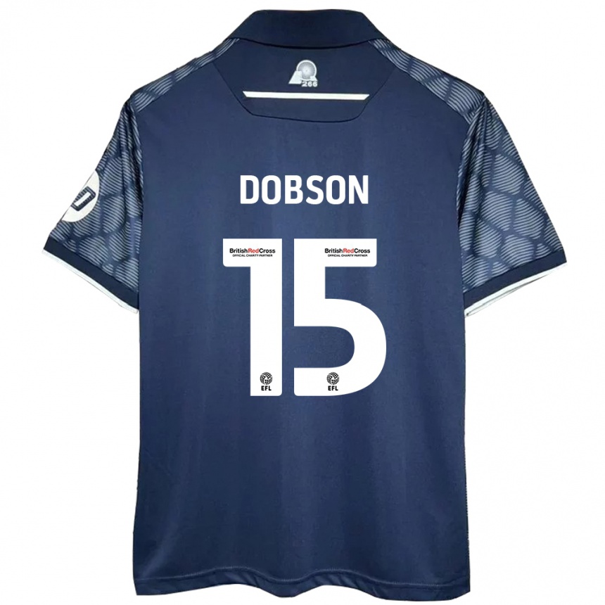 Women Football George Dobson #15 Black Away Jersey 2024/25 T-Shirt Za