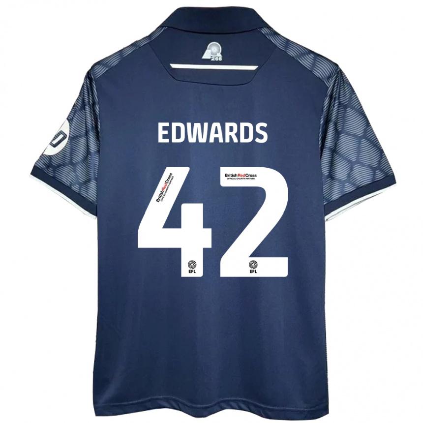 Women Football Callum Edwards #42 Black Away Jersey 2024/25 T-Shirt Za