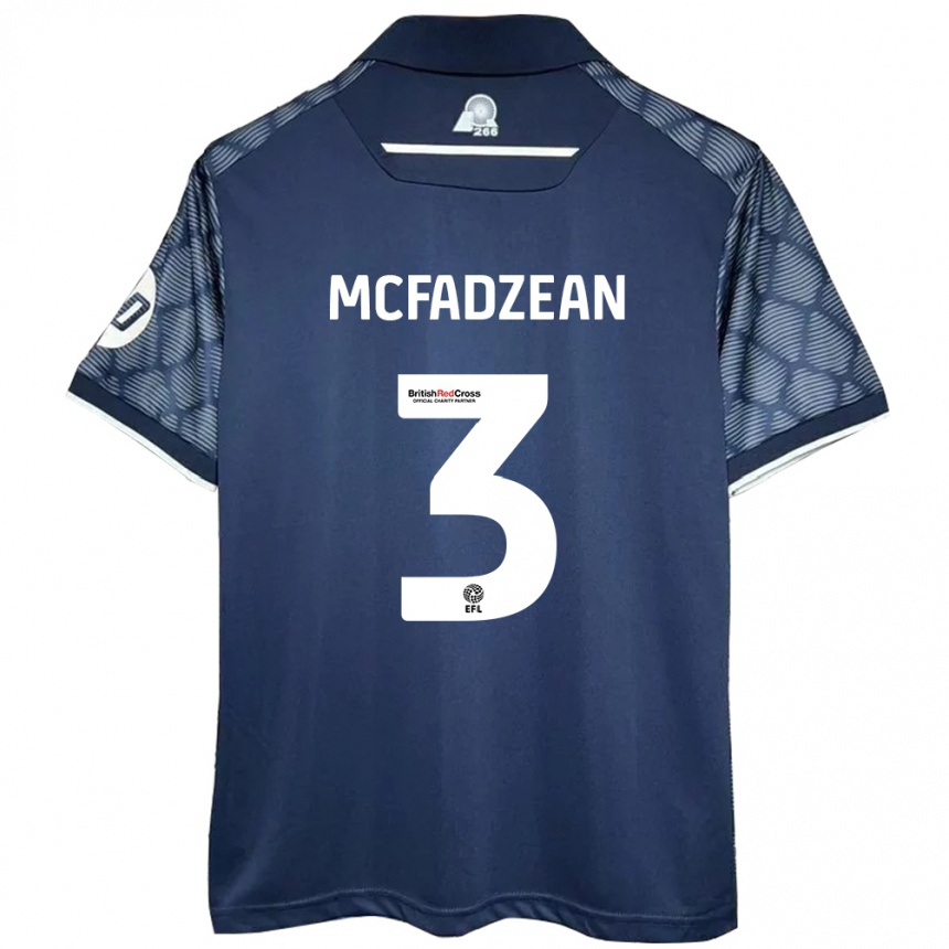 Women Football Callum Mcfadzean #3 Black Away Jersey 2024/25 T-Shirt Za