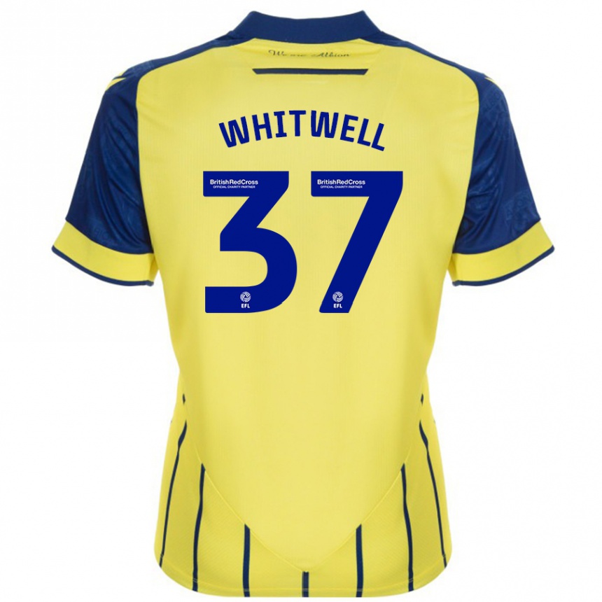 Women Football Harry Whitwell #37 Yellow Blue Away Jersey 2024/25 T-Shirt Za