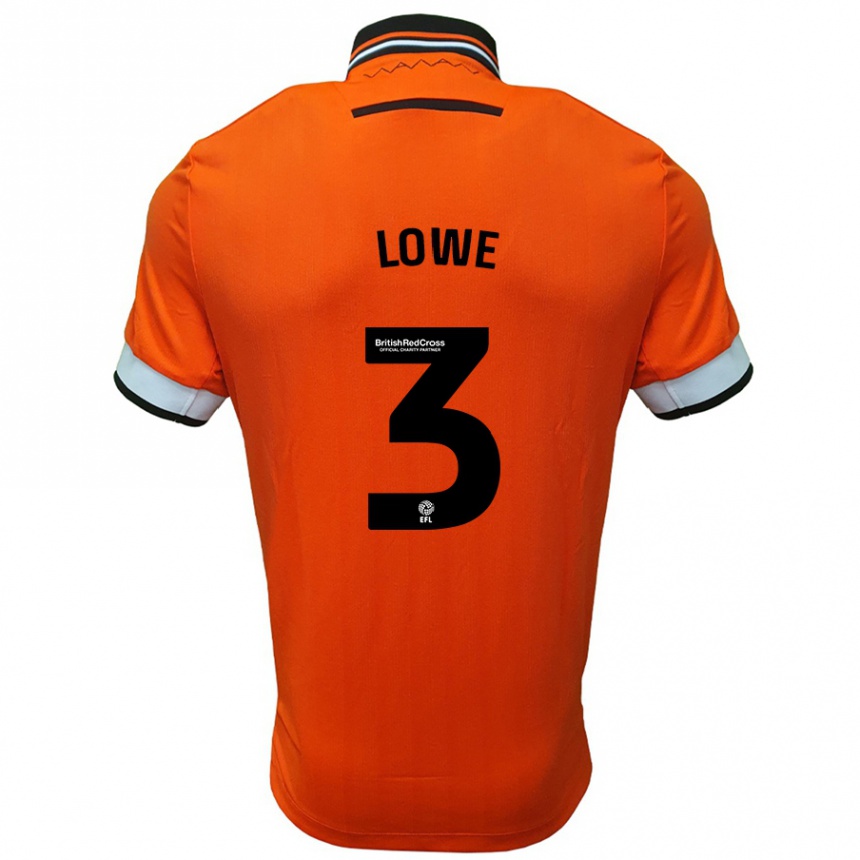 Women Football Max Lowe #3 Orange White Away Jersey 2024/25 T-Shirt Za