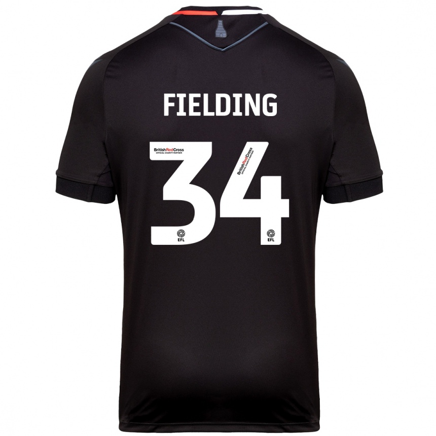 Women Football Frank Fielding #34 Black Away Jersey 2024/25 T-Shirt Za