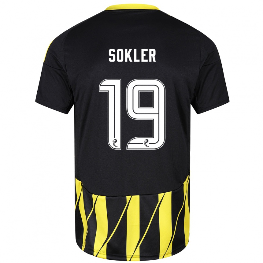 Women Football Ester Sokler #19 Black Yellow Away Jersey 2024/25 T-Shirt Za