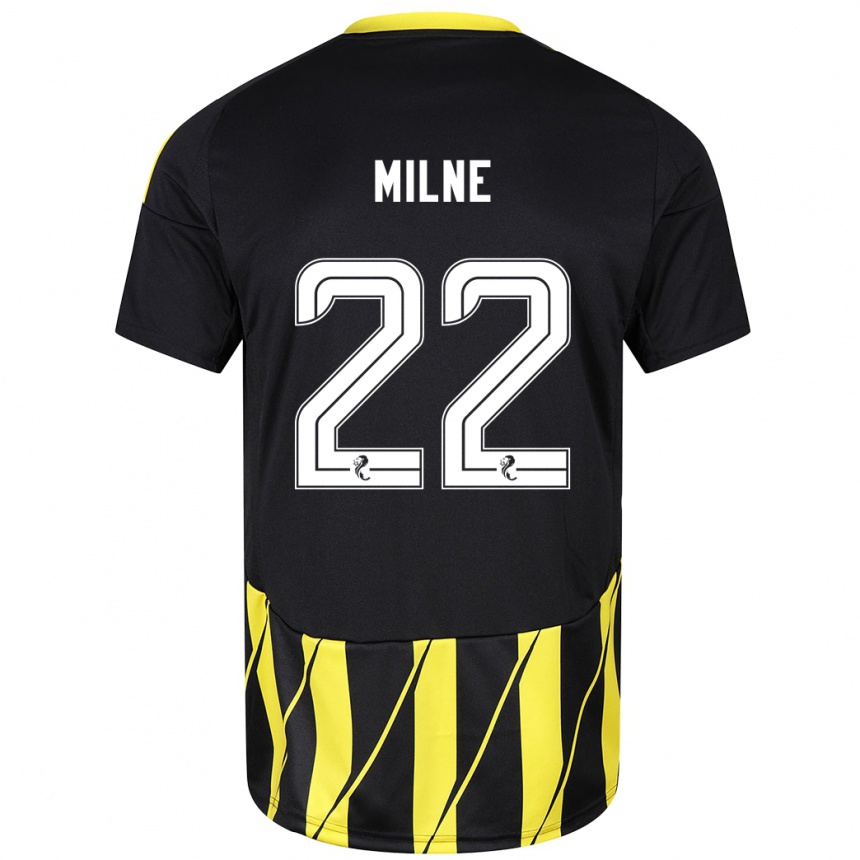 Women Football Jack Milne #22 Black Yellow Away Jersey 2024/25 T-Shirt Za