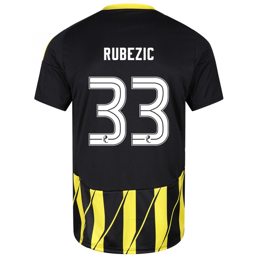 Women Football Slobodan Rubezic #33 Black Yellow Away Jersey 2024/25 T-Shirt Za