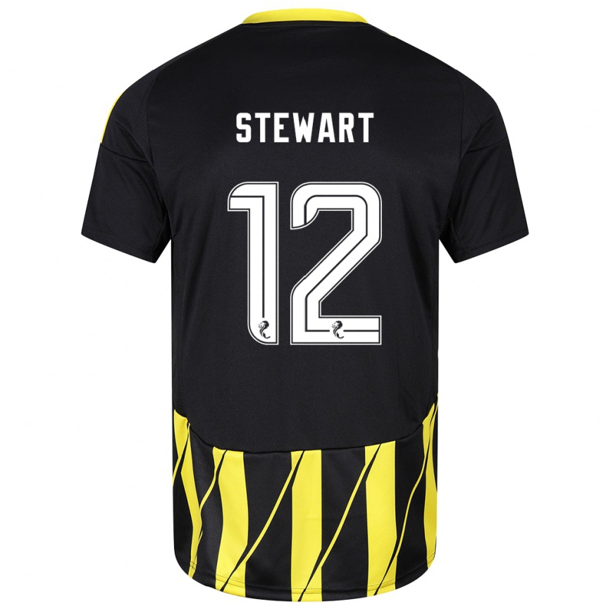 Women Football Hannah Stewart #12 Black Yellow Away Jersey 2024/25 T-Shirt Za