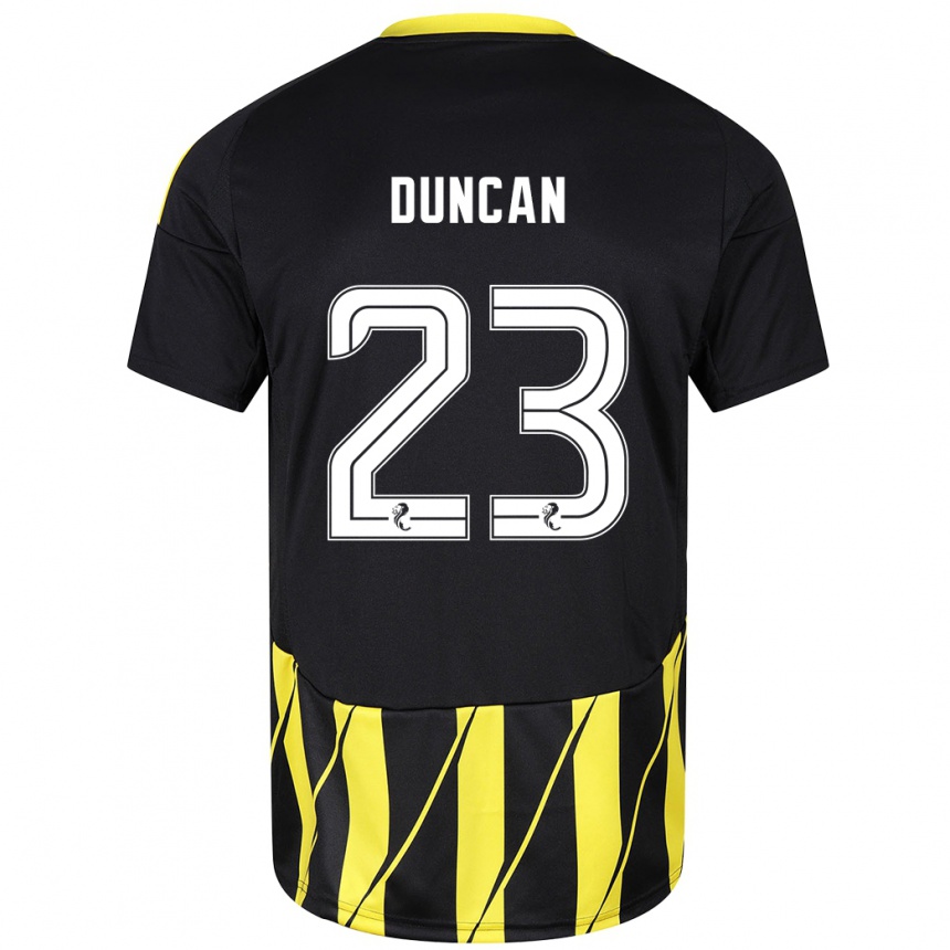 Women Football Ryan Duncan #23 Black Yellow Away Jersey 2024/25 T-Shirt Za