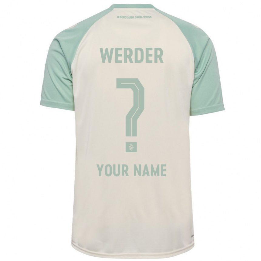 Women Football Your Name #0 Off-White Light Green Away Jersey 2024/25 T-Shirt Za