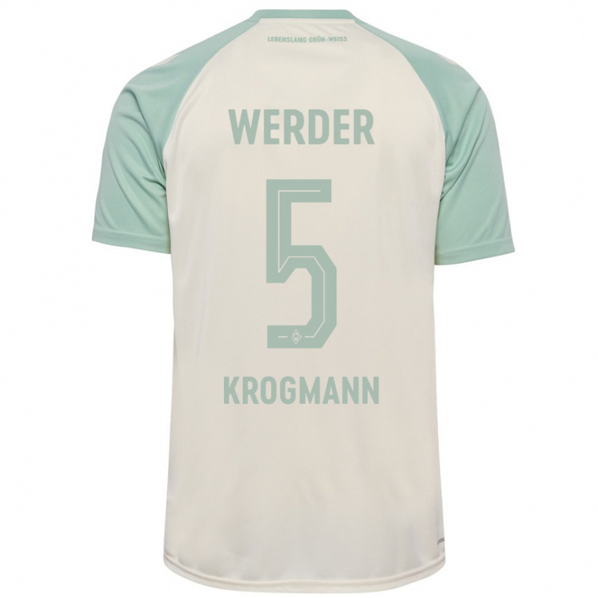 Women Football Avid Krogmann #5 Off-White Light Green Away Jersey 2024/25 T-Shirt Za