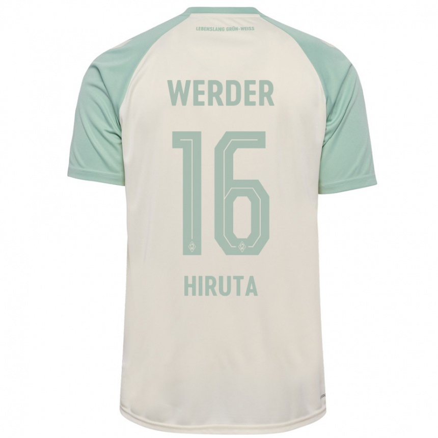 Women Football Ikumi Hiruta #16 Off-White Light Green Away Jersey 2024/25 T-Shirt Za