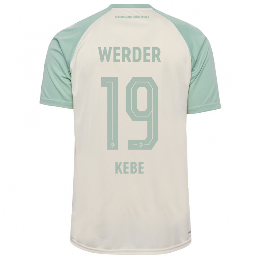 Women Football David Kébé #19 Off-White Light Green Away Jersey 2024/25 T-Shirt Za