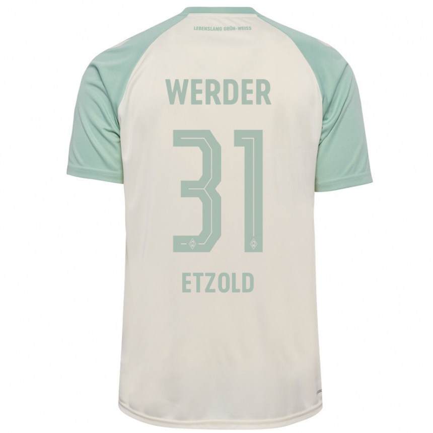 Women Football Hannah Etzold #31 Off-White Light Green Away Jersey 2024/25 T-Shirt Za