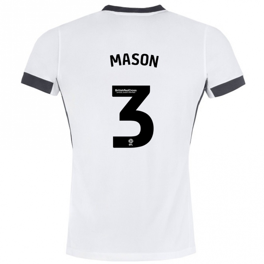 Women Football Ellie Mason #3 White Black Away Jersey 2024/25 T-Shirt Za