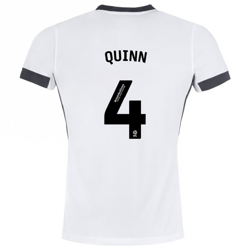 Women Football Louise Catherine Quinn #4 White Black Away Jersey 2024/25 T-Shirt Za