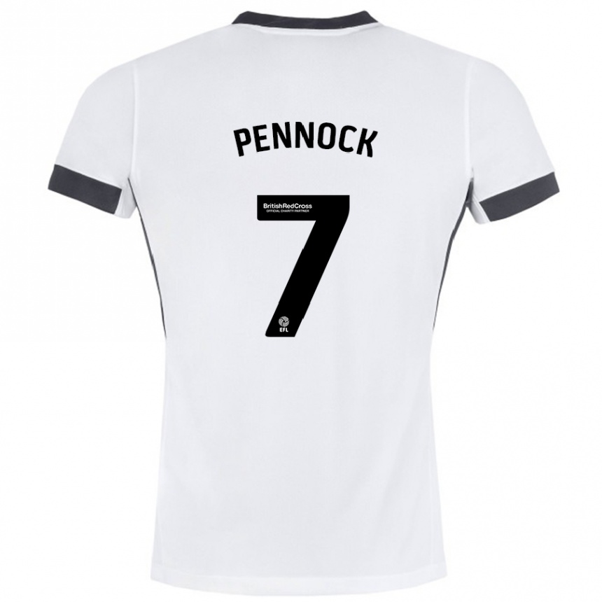 Women Football Jade Pennock #7 White Black Away Jersey 2024/25 T-Shirt Za