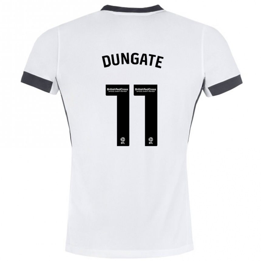 Women Football Katie Dungate #11 White Black Away Jersey 2024/25 T-Shirt Za