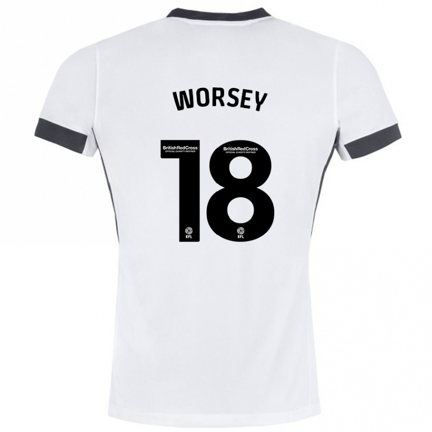 Women Football Louanne Worsey #18 White Black Away Jersey 2024/25 T-Shirt Za