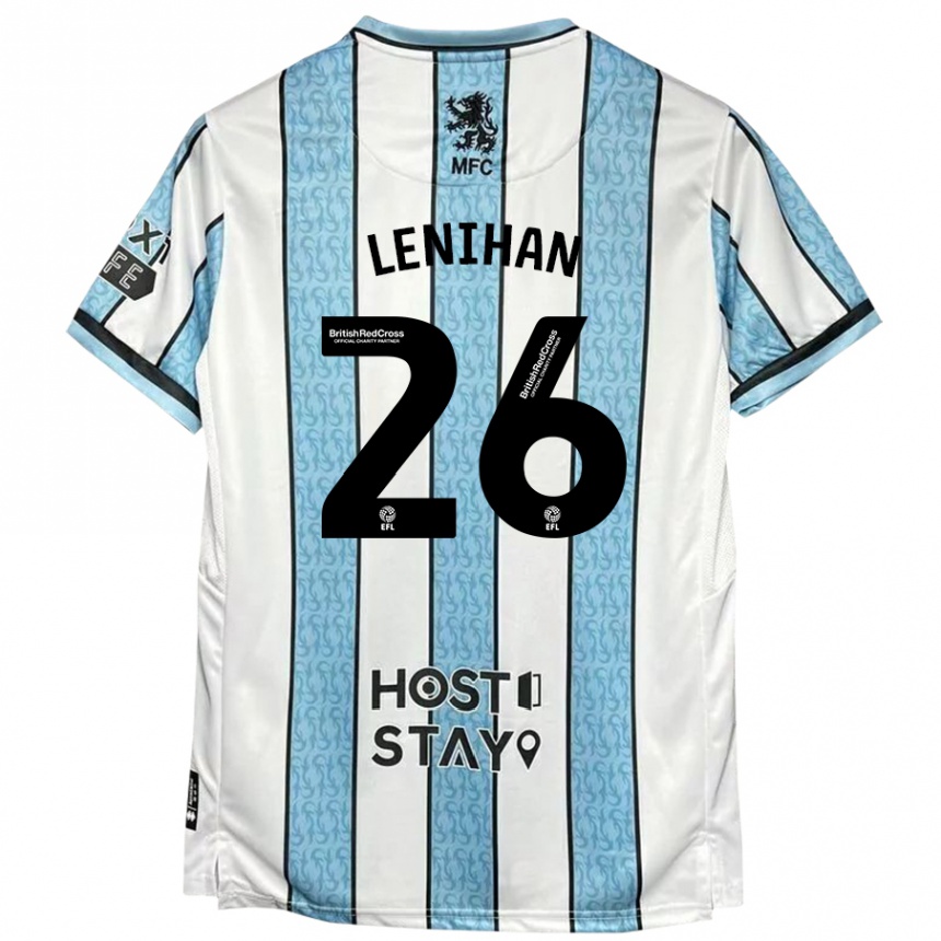 Women Football Darragh Lenihan #26 White Blue Away Jersey 2024/25 T-Shirt Za