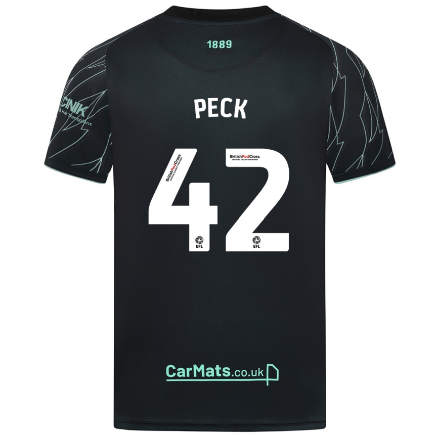 Women Football Sydie Peck #42 Black Green Away Jersey 2024/25 T-Shirt Za