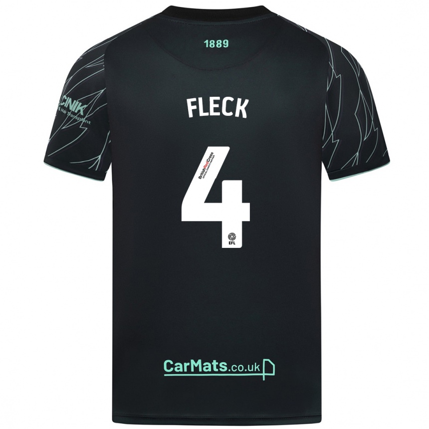 Women Football John Fleck #4 Black Green Away Jersey 2024/25 T-Shirt Za