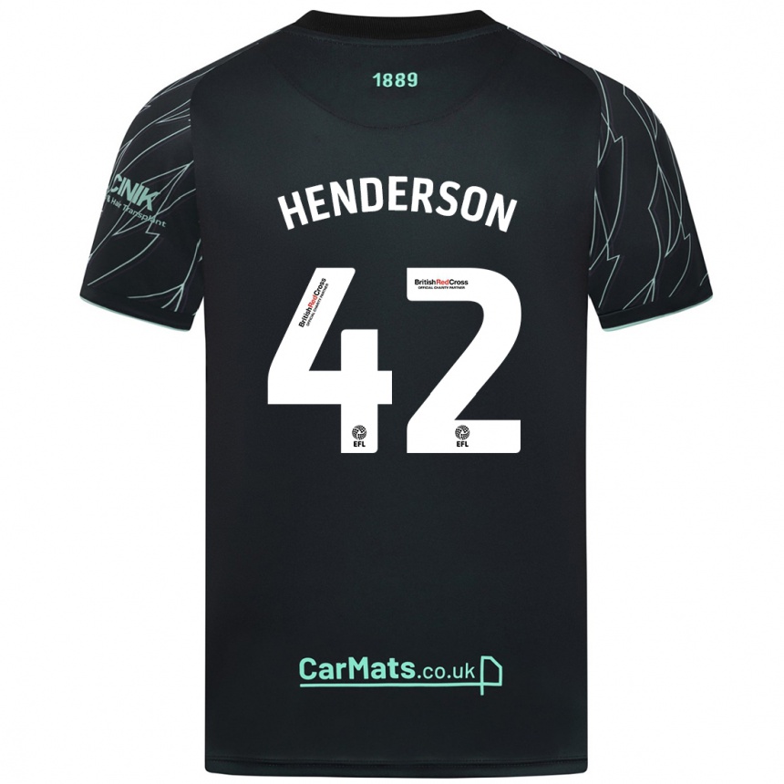 Women Football Peyton Henderson #42 Black Green Away Jersey 2024/25 T-Shirt Za