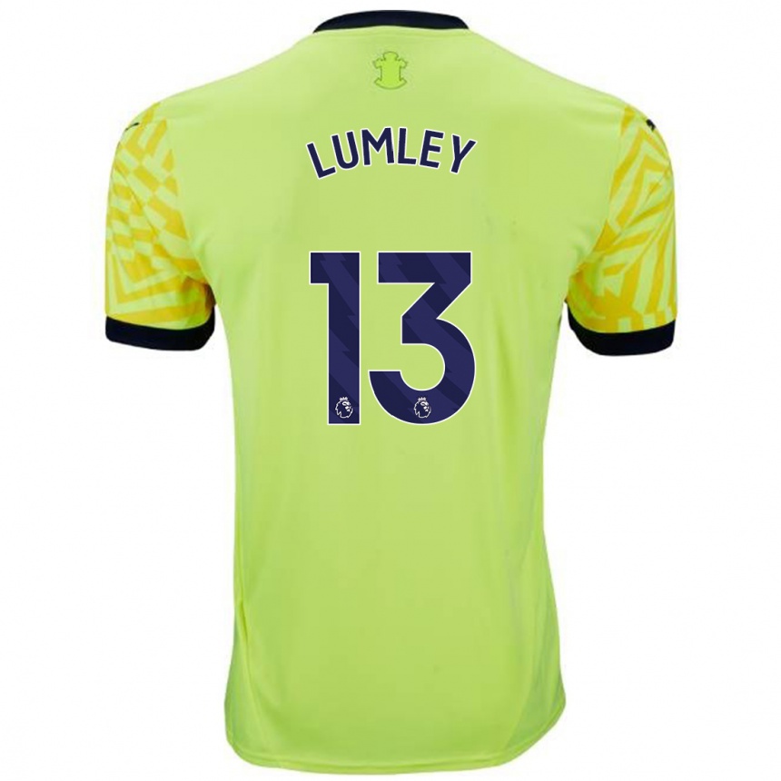 Women Football Joe Lumley #13 Yellow Away Jersey 2024/25 T-Shirt Za