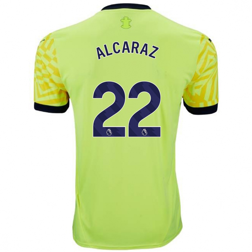 Women Football Carlos Alcaraz #22 Yellow Away Jersey 2024/25 T-Shirt Za