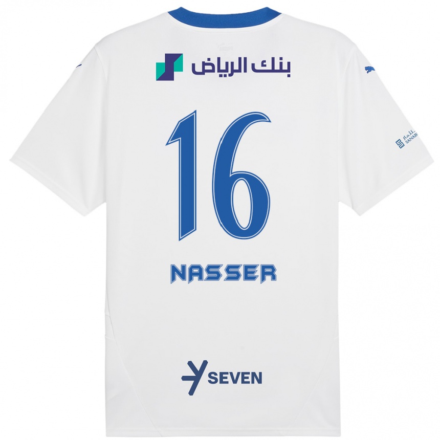 Women Football Nasser Al-Dawsari #16 White Blue Away Jersey 2024/25 T-Shirt Za